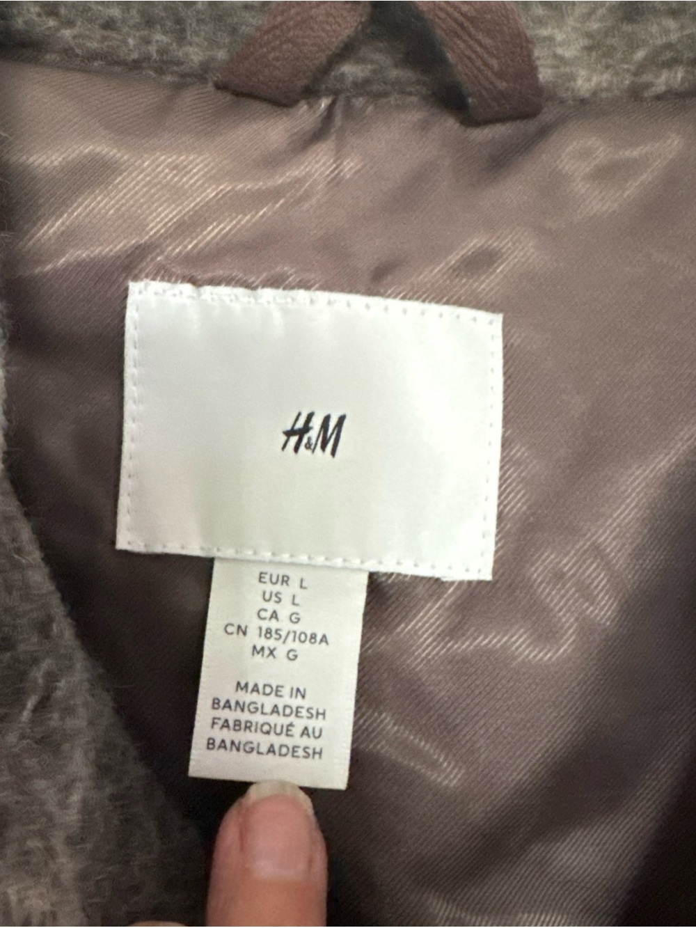 H&M Mens Large Brown White Check Wool Blend Jacket Regular Fit Plaid Shacket L - Picture 3 of 6